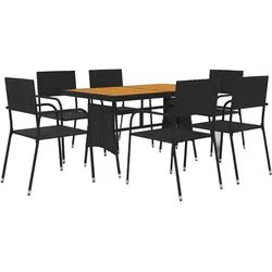 Helloshop26 - 7-teiliges Polyrattan Outdoor-Essmöbel-Set schwarz 02_0014687