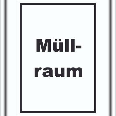 HB-Druck Müllraum Schild mit Text Abfall Mülltrennung hochkant A6 Rückseite selbstklebend