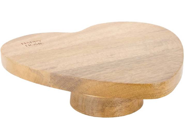 Zusss Serving Tray Wood Heart Shape Happy Home Mango Hout Naturel