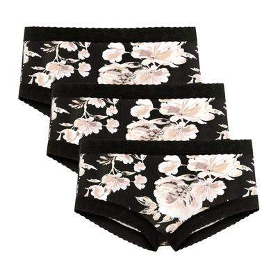 Slip JOCKEY "Soft Stretch Lace", Damen, Gr. M, Spitze, schwarz (floral print), Spitze, Obermaterial: 92% Polyamid, 8% Elasthan, geblümt, körpernah, Unterhosen Slip, florales Muster, dehnbare Spitze