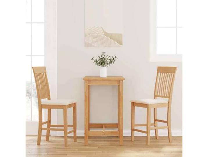 Barhocker mit Kissen aus massivem Kautschukholz, natürlich, 2-teilig Langlebiges Gummibaumholz, bequeme Kissen, ergonomische Rückenlehne, zeitloses Design, für Esszimmer und Wohnzimmer