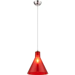 Hängeleuchte Pendelleuchte Wohnzimmerlampe Rund Rot Metall Acryl H 113 cm E27