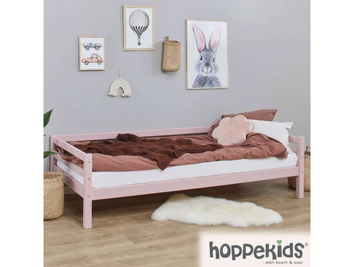 Daybett HOPPEKIDS ECO Dream - Kinderbett aus Massivholz, 90x200 , rosa, B:98cm H:56cm L:208cm, Daybetten, Weiß, Grün, Blau, Rosa, Grau