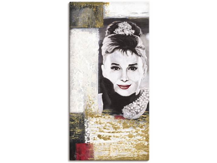 Leinwandbild ARTLAND Hollywood Legenden VI - Audrey Hepburn , gelb (farbe bild(er): gelb), B:50cm H:100cm, Bilder, Leinwandbild, auf Holzrahmen gespannt