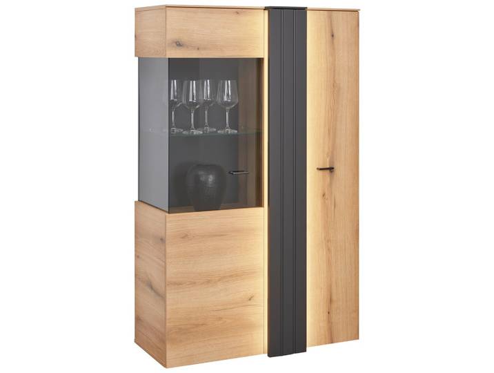 Vitrine Verdana in Eiche/Grau