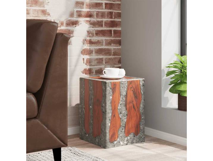 vidaXL Hocker Teak Massivholz und Harz