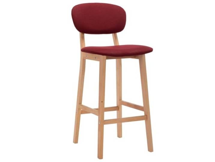 Barstuhl, 2-teilig, Stoff, Rotwein, massives Buchenholz, modernes Design Stabiler Hochstuhl, weicher Stoff, Fußstütze, für Zuhause, Büro, Bar, Café, Traglast 110 kg