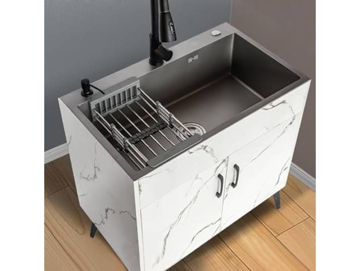 Spülenschrank mit Spüle und Armatur,Küchenspüle mit Unterschrank,Waschbecken Senke Ausgussbecken Spülenunterschrank,Outdoor 1 Becken Spültisch Schrank,Set Spülschrank Komplettspüle Spülbecken ( Color