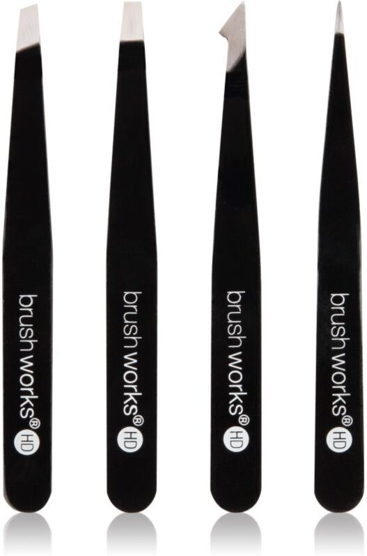 Brushworks The Complete set of tweezers for eyebrows Black 4 pc