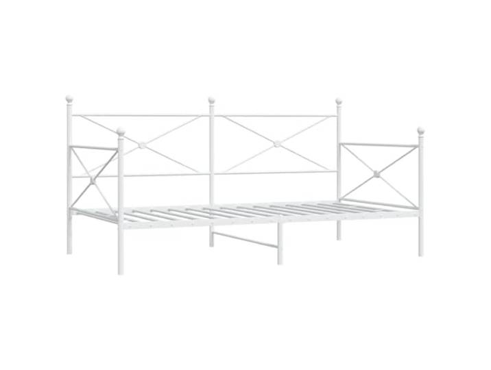 PUGYNBK Diwan ohne Matratze, Weiß, 107 x 203 cm, Stahl Lattenrost, Stauraum, stabile Beine, für Schlafzimmer oder Wohnzimmer