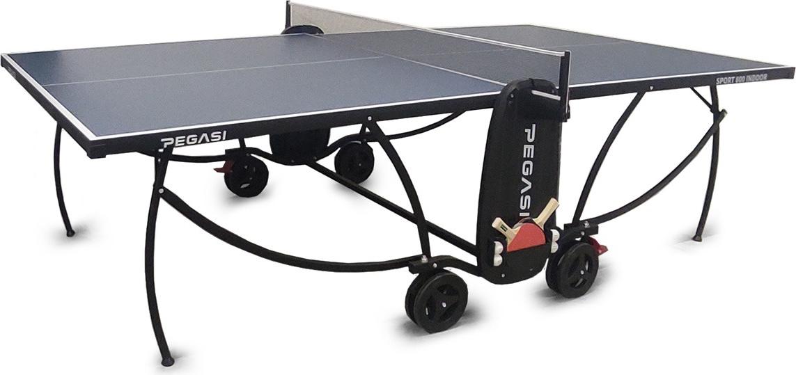 Pegasi Tischtennisplatte 800 - Tischtennisplatte Indoor - Faltbare Tischtennistisch - Klappbar - Original Tischtennistisch - Mit Rädern - Beweglich - Blau