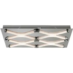 Deckenlampe Deckenleuchte Wohnzimmerlampe Schlafzimmerlampe Flurleuchte, Chrom satiniert, LED 7W 405Lm warmweiß, LxBxH 58x34x6cm
