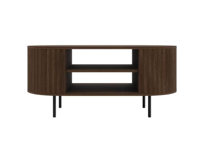 BEAUTY SOFA Couchtisch Orion 100 cm mit 2 offenen Ablagefächern, Wohnzimmertisch mit geriffelten Seiten, Metallfüßen, moderner Sofatisch, Eiche Dunin