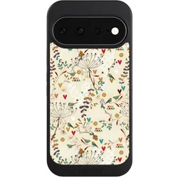 Nivocase Hülle für Google Pixel 11 Handyhülle NIVOcore Case Schwarz Blumen Retro Vogel (Google Pixel 11), Smartphone Hülle, Schwarz