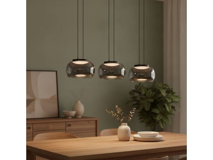 Moderne hanglamp Bios 3-lichts zwart Lyora - 110955
