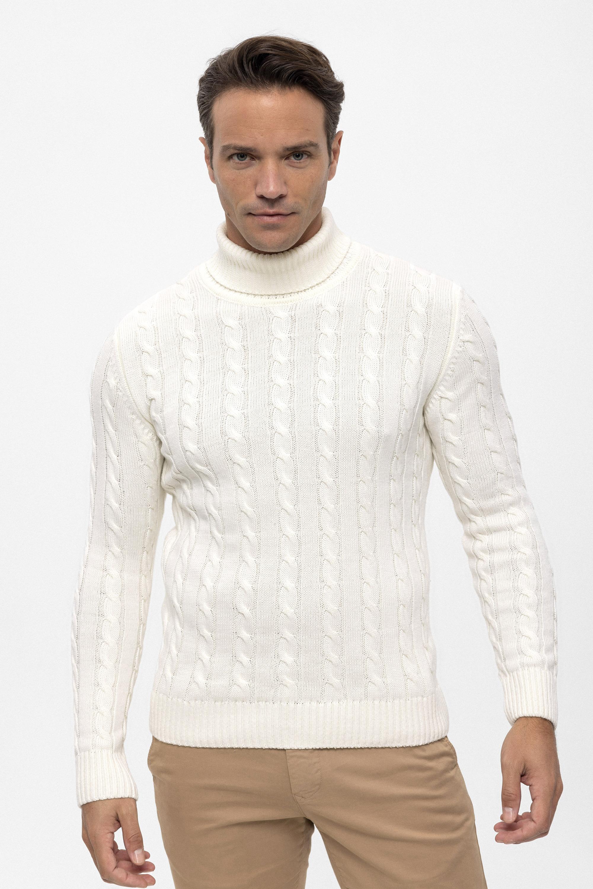 Pullover Rollkragenpullover Mit Zopfmuster