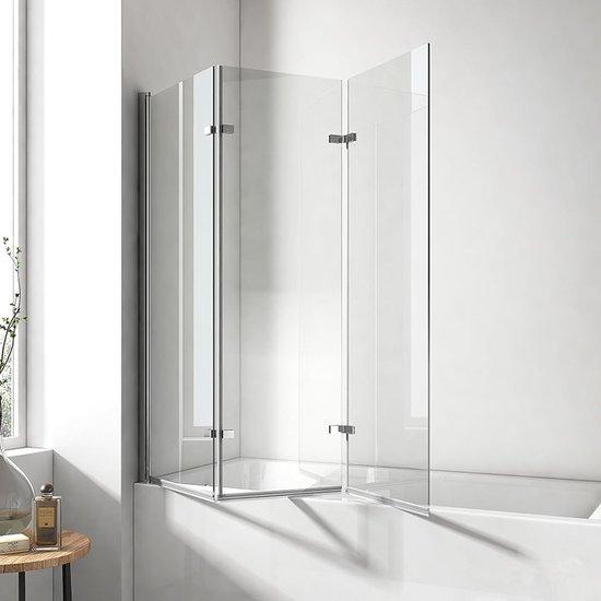 Famanu Duschschutzscreen für Badewanne - 3-teilig - 130x140 cm Sicherheitsglas