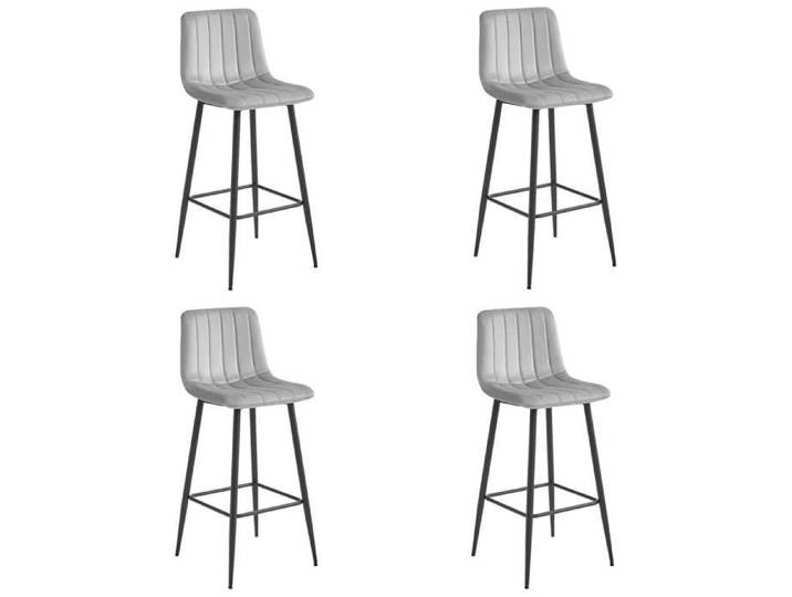 MADAME MEUBLE Lot de 4 Tabourets de Bar POZZA Design Ergonomique Velours Gris Argenté