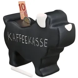 Relaxdays 4 x Spardose Hund zum Beschriften Weiß,Schwarz