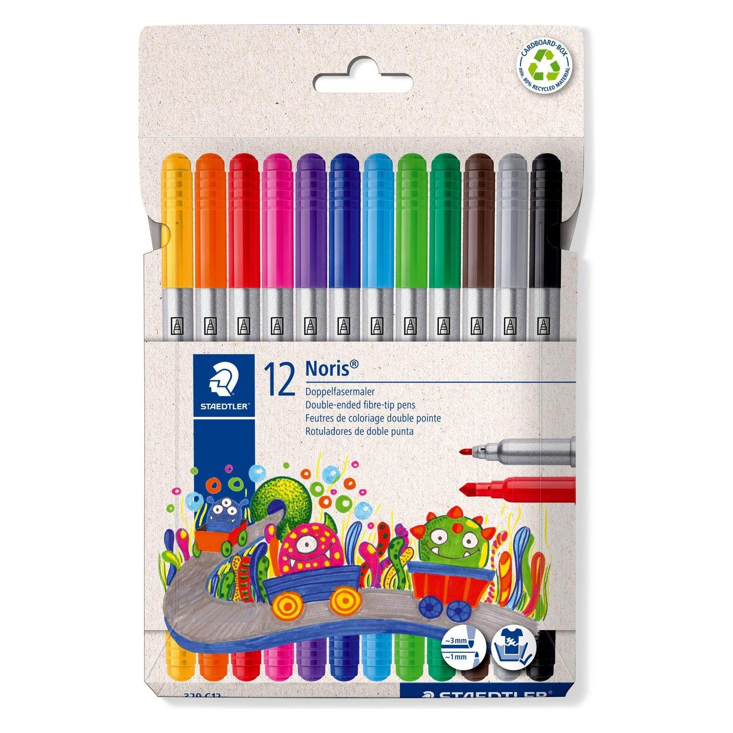 Staedtler Noris Doppelfasermaler, 12 Farben (12x) (320 C12)