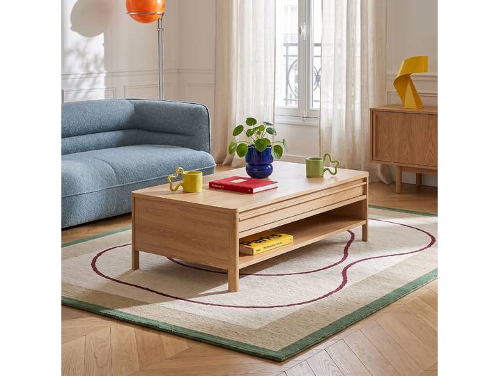HABITAT - Table basse avec rangements en chêne - Naturel - Design by Hélèna Pille - Nazca