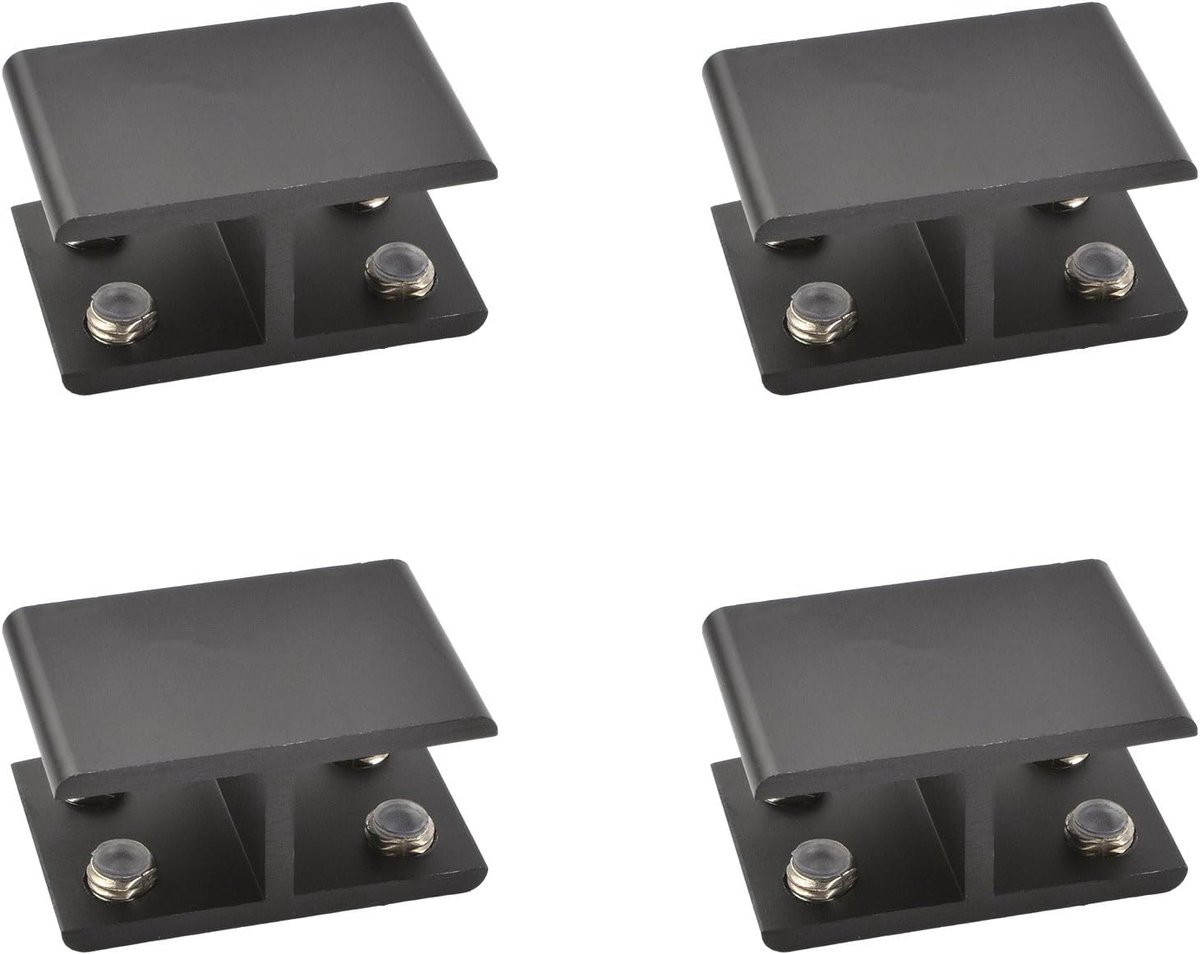 Glasklem Set Zwart - Verstelbare Klemmen voor Glazen Platen - 180 Graden Draaibaar - Geschikt voor 14-16mm Glasdikte