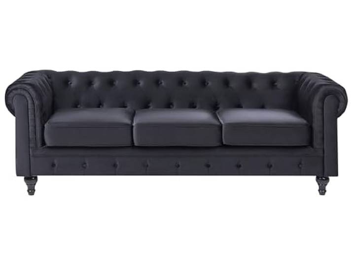 Klassisches Chesterfield Sofa Samtstoff Polstersofa schwarz Chesterfield