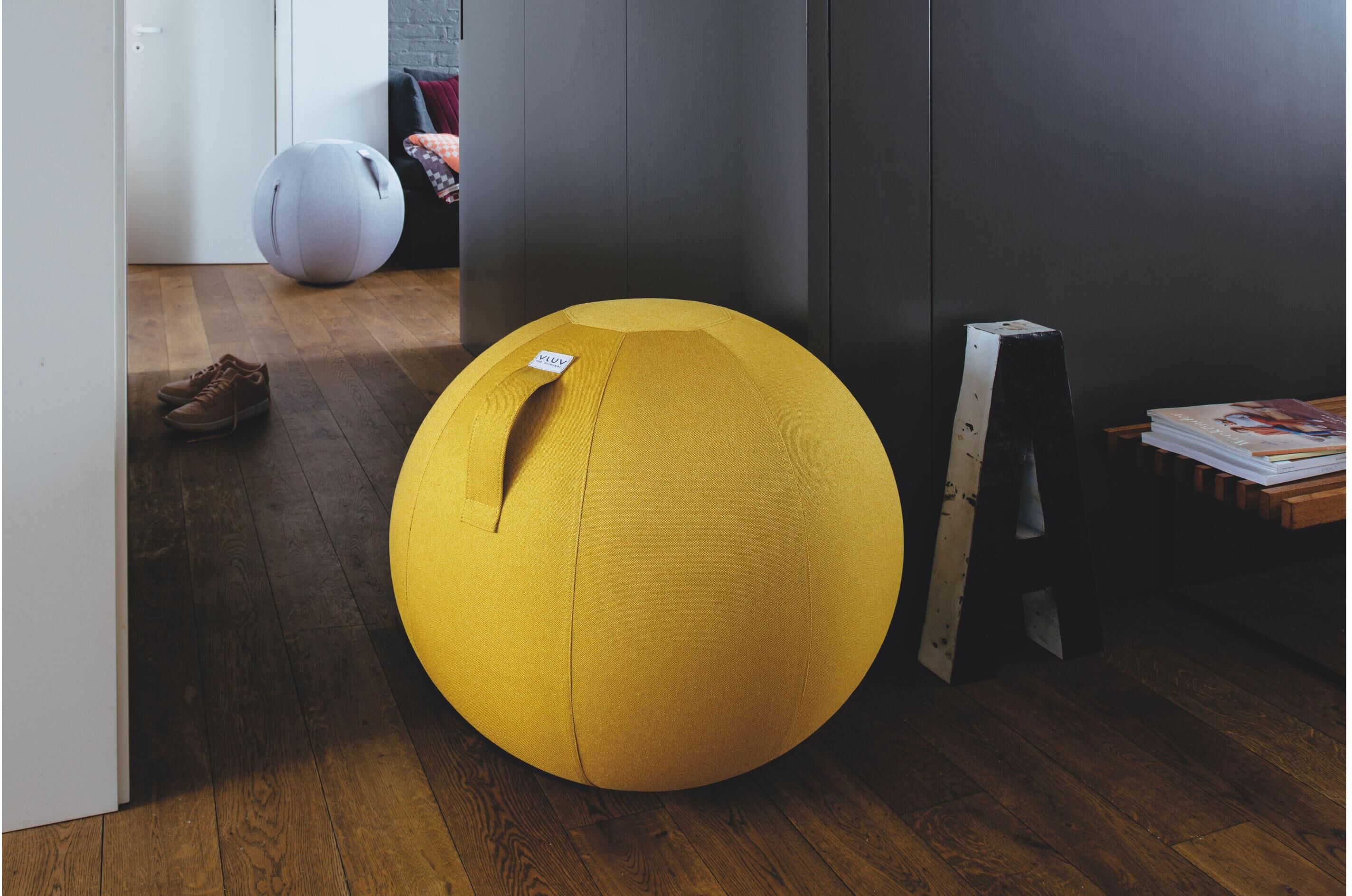 Sitzball VLUV "Leiv Mustard, Ø 60-65 cm", gelb, Materialmix, Bälle, Sitzball gelb Einheitsgröße
