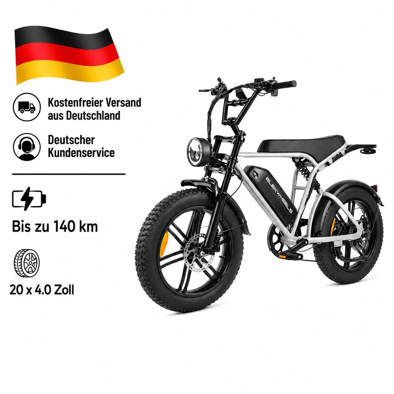 PIXAR E6 3.0 Fat E-Bike 20 Zoll, 48V 15Ah Akku, bis 140 km Reichweite, Shimano 7-Gang, Vollfederung
