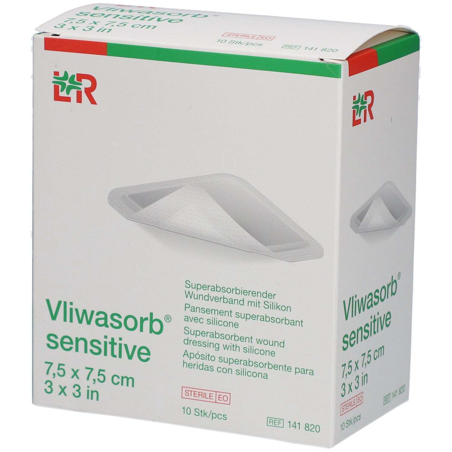 Vliwasorb sensitive 7,5x7,5 cm superabsorb.Wundv. 10 St Verband