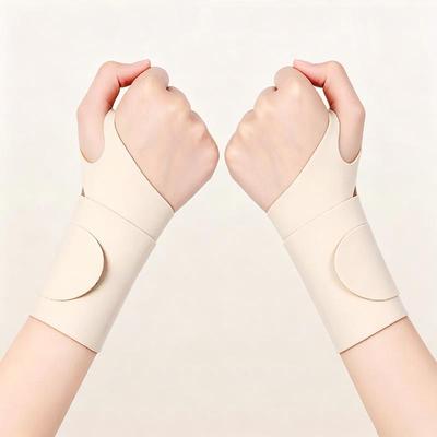 Clever Finds Adjustable Compression Wrist Support Wrap For Weightlifting Tennis Badminton And Fitness nude 2pcs