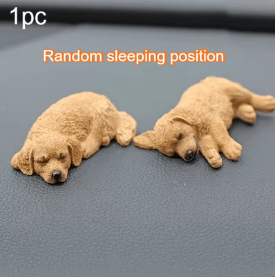 Inspire Picks Golden Retriever Resin Car Ornament Cute Puppy Figure For Dashboard & Tabletop Decor dark Color Dog 1pc