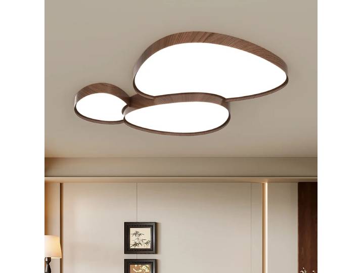 Plafonnier LED créatif pour salon, luminaire de plafond en bois, couleur noyer, pour chambre à coucher