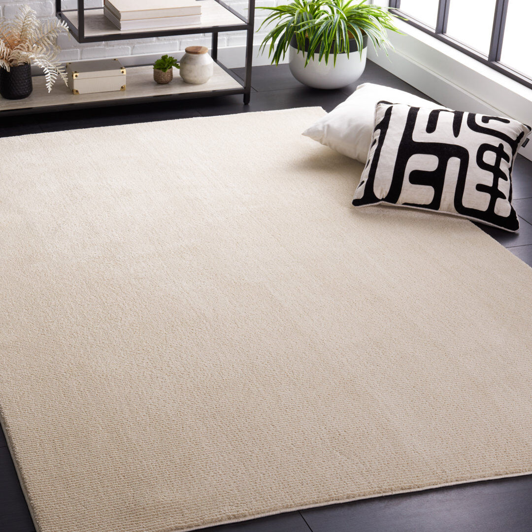 17 Stories Revive Solid Color Area Rug In Green Ivory Rectangle 160 x 231 cm