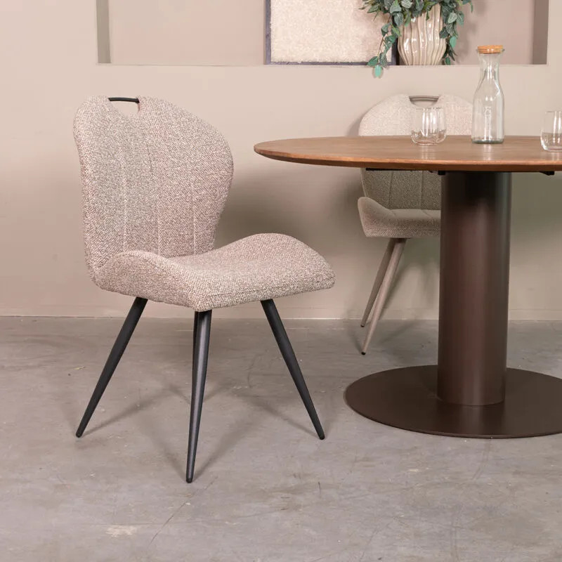 Label51 Eetkamerstoel Silly Mushroom Boucle met Zwart Metalen Frame