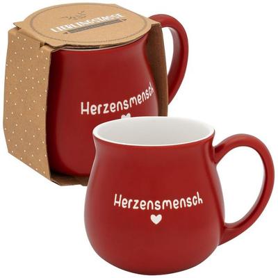 GRUSS & CO Tasse bauchig graviert 'Herzensmensch'