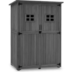 M MCombo Gartenschrank Holz, Gartenhaus Klein Wetterfest, Outdoor Gerätehaus Geräteschuppen, für Außenbereich Balkon Terrasse, 127×59×168 cm, 0912
