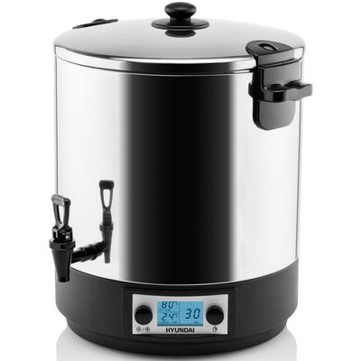 HYUNDAI Einkochautomat "PC222", schwarz (edelstahlfarben, schwarz), B:55cm H:43,5cm T:43,5cm Ø:29,7cm, Einkochautomaten, 25 l, Timer 1 - 180 Min., Thermostat, Temperatur 30-100C
