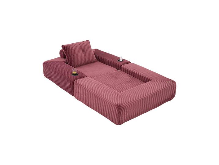 Evryae Schlafsofa mit Cordbezug, Federkern, Getränkehalter und Seitentasche, Weinrot, 122x80x98 cm, Babymöbel & Kindermöbel, Kinderzimmer & Jugendzimmer, Schlafsofas