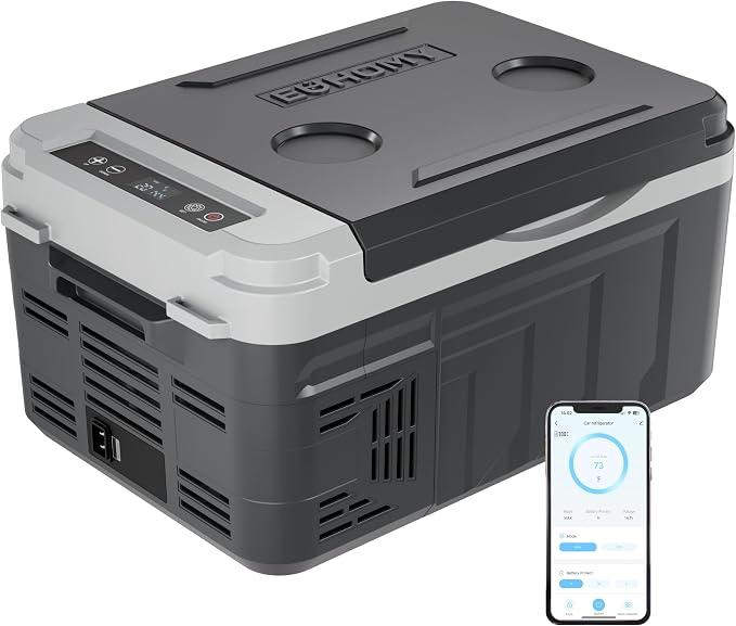 10L Kompressor Kühlbox (-20?20?) 12/24V DC & 230V AC Tragbarer Kompressor-Kühler mit Bluetooth APP Steuerung, 15-Min Schnellkühlung, ECO/MAX Modi, Leise <45dB, für Camping, Wohnmobil & Reisen