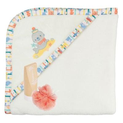 Puppen-Bade-Set ''Ahoi'' mit Kaputzenbadetuch aus Flauschmaterial mit Holz-Sha