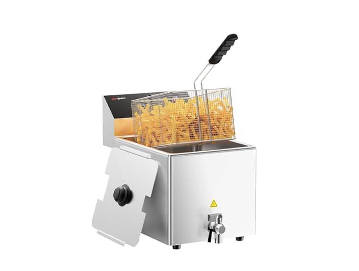 GGM Gastro Elektro-Fritteuse 12L 3,25kW mit Ablasshahn Robuste Edelstahlkonstruktion, zeitsparende Reinigung, einfaches Öl-Management, sofort betriebsbereit, sicher im Betrieb