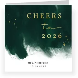 Einladungskarte Silvester & Neujahr: Grünes Aquarell in Grün