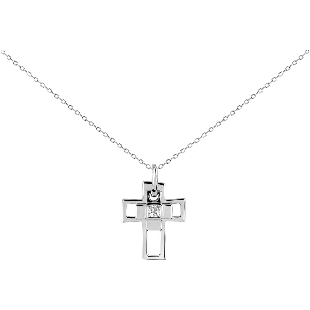Jacques Lemans Kette Kreuz Sterlingsilber mit Zirkonia