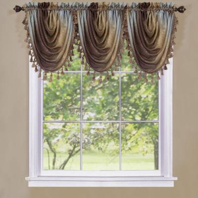 "Wide Width Ombre Waterfall Valance by Achim Home Décor in Chocolate (Size 46"" W 42"" L)"