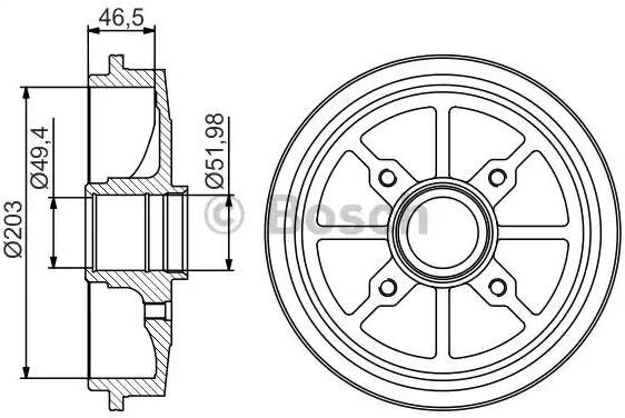 Bosch 0 986 477 301 Brake drum