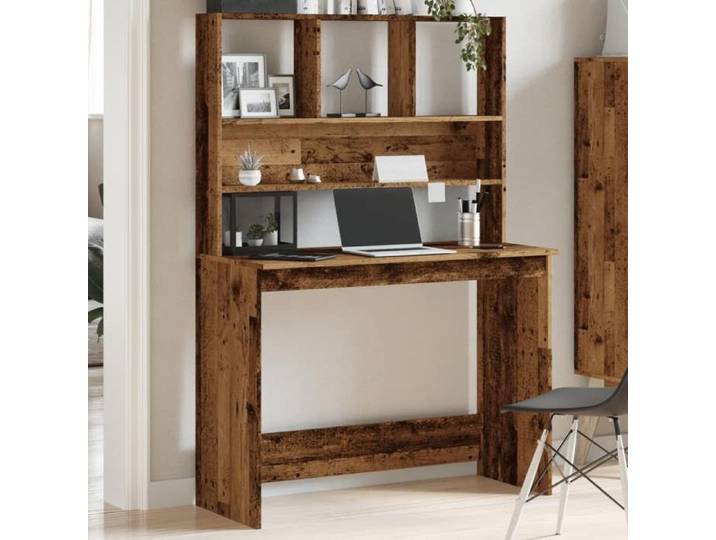 Meuble bureau moderne - Bureau avec étagères Table de travail Bureau Informatique vieux bois 102x45x148cm bois d'ingénierie