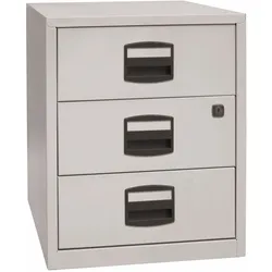 Bisley Home Beistellschrank auf Rollen mit Schloss aus Stahlblech, 3 Universal-Schubladen abschließbar - Büroschrank für DIN A4 Dokumente, Kleinteile