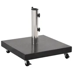 Helloshop26 - Quadratischer Sonnenschirmständer 45 x 45 x 5 cm mit eleganten stabilisierten Rollen in schwarzem Granit
