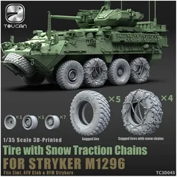Toucan Model 3D-Printed Tire with Snow Traction Chains for STRYKER M1296
